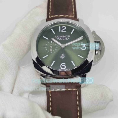 AAA Copy Panerai Luminor Logo PAM01624 Green Dial 44mm Men's Leather Strap Watch  